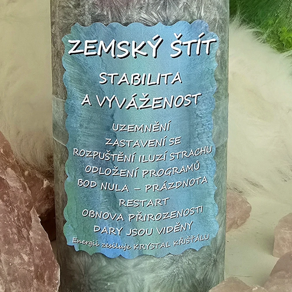 Energetická svíčka s křišťálem MAXI - ZEMSKÝ ŠTÍT