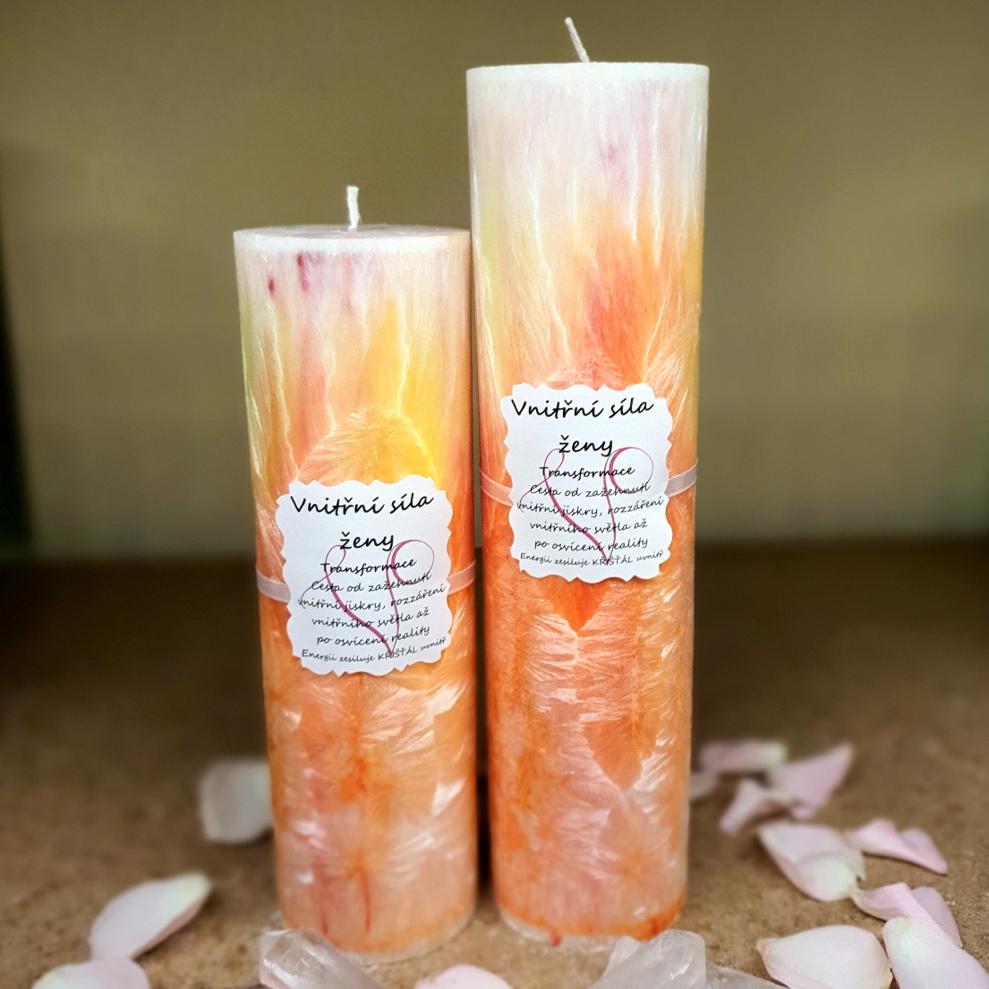 Energetická svíčka s křišťálem VNITŘNÍ SÍLA ŽENY