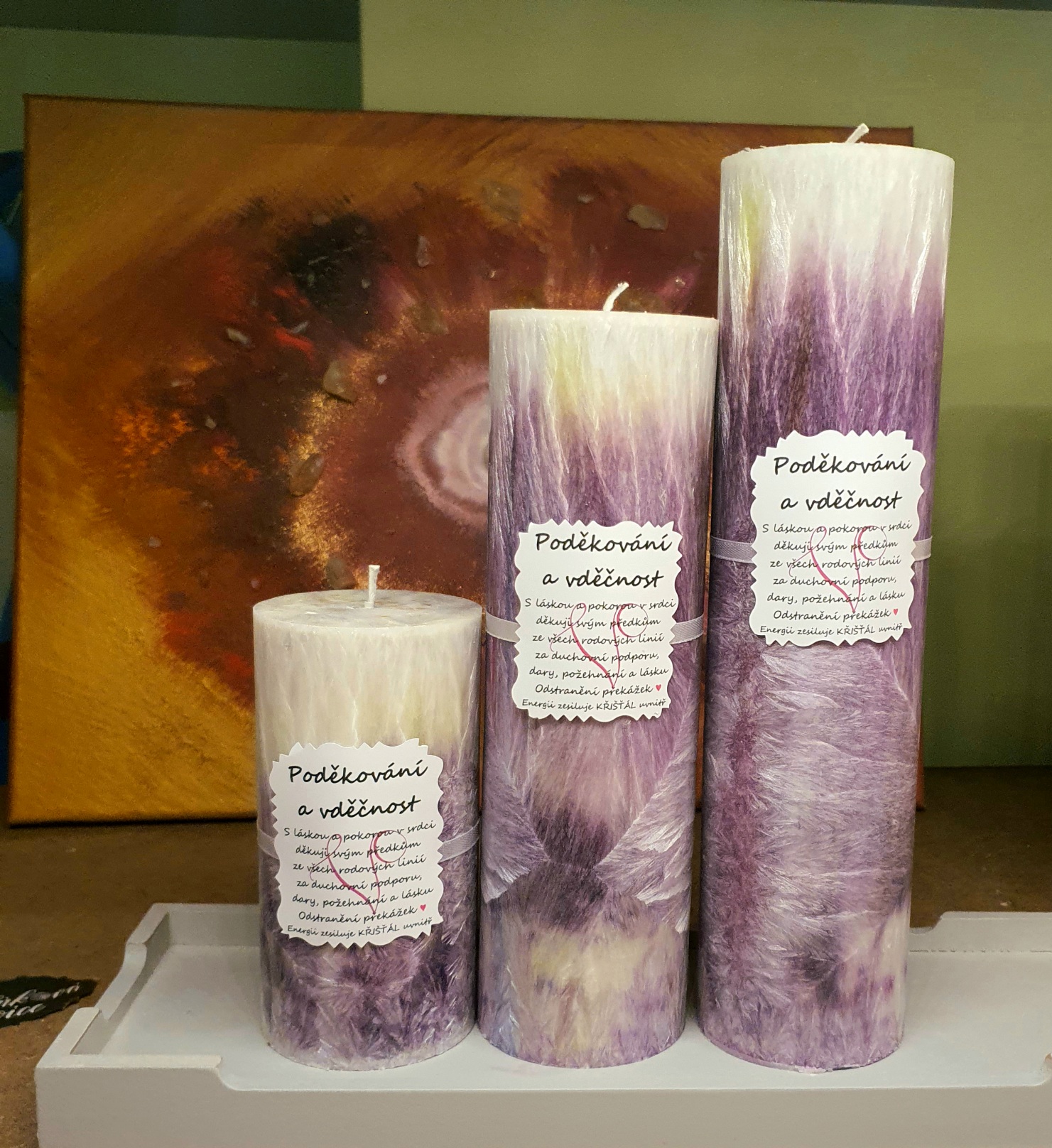 Energetická svíčka s křišťálem PODĚKOVÁNÍ A VDĚČNOST PŘEDKŮM 
