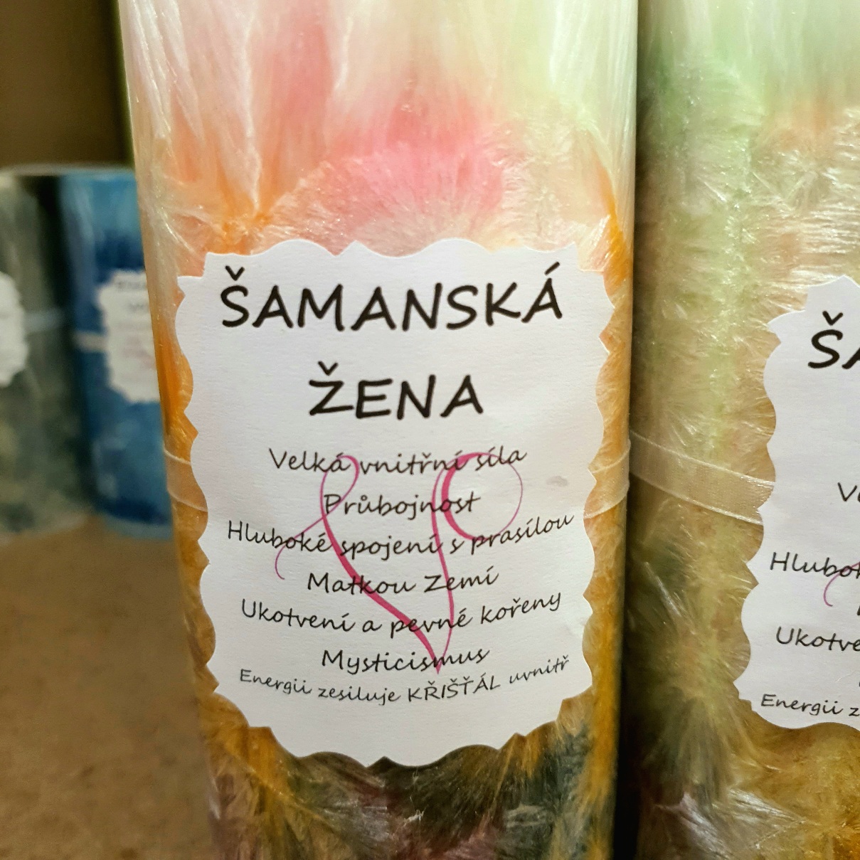 Energetická svíčka s křišťálem ŠAMANSKÁ ŽENA 