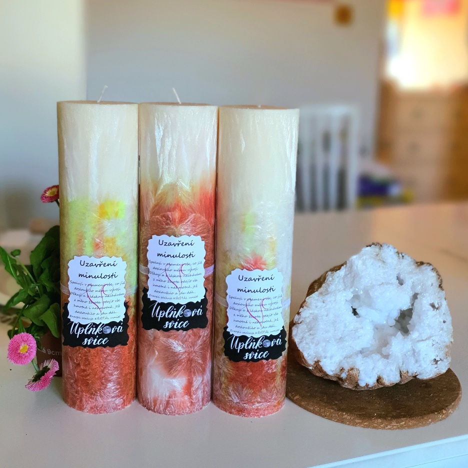 Energetická svíčka s křišťálem z Úplňku UZAVŘENÍ MINULOSTI