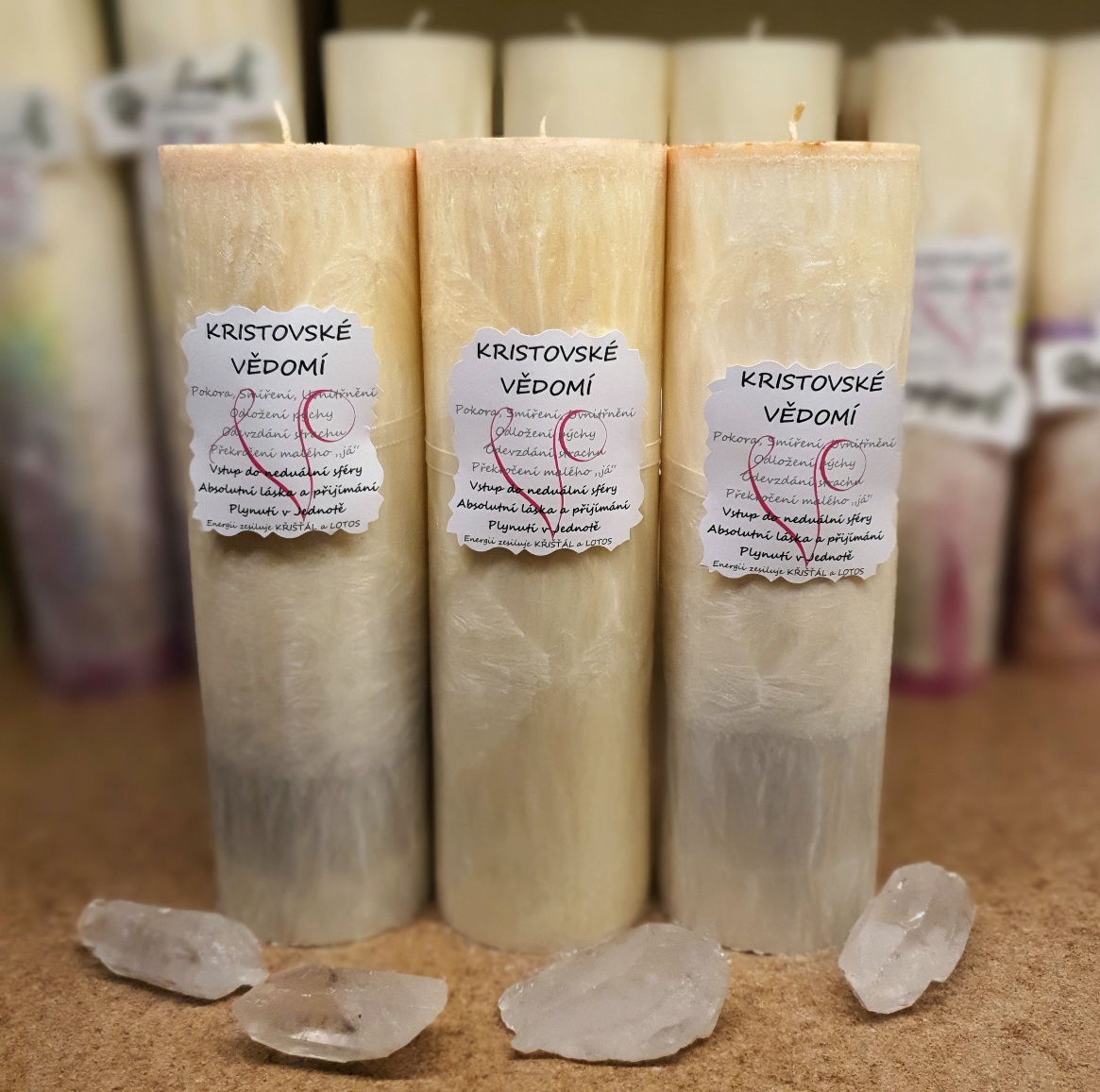 Energetická svíčka s křišťálem KRISTOVSKÉ VĚDOMÍ
