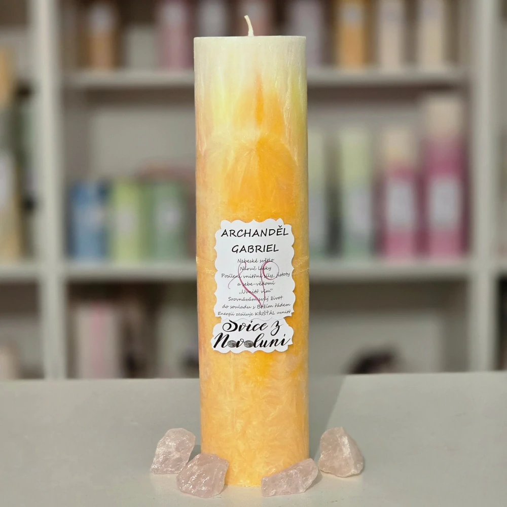 Energetická svíčka s křišťálem z Novoluní ARCHANDĚL GABRIEL