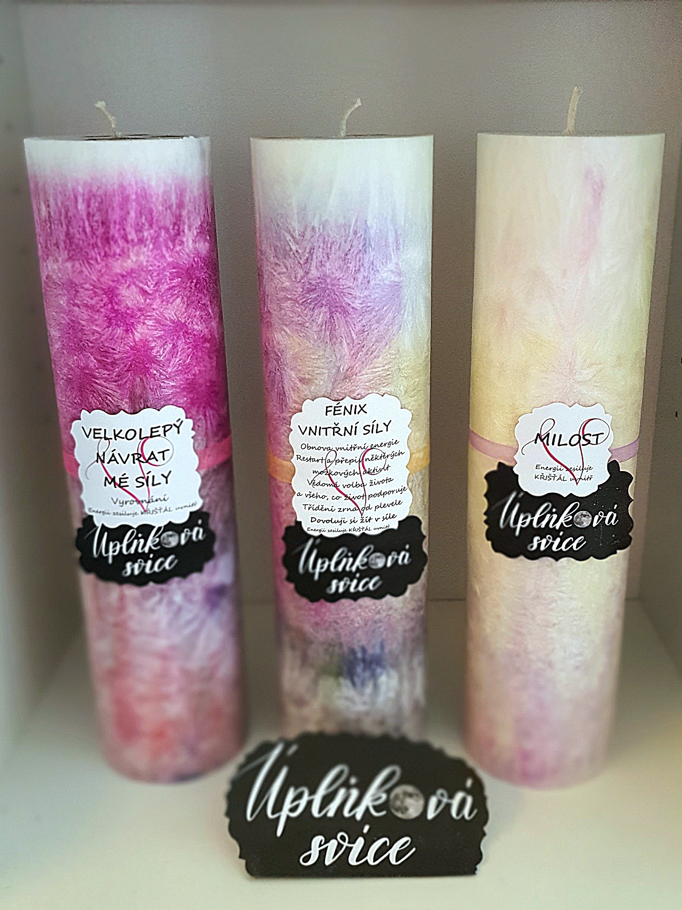 Energetická svíčka s křišťálem z Úplňku MILOST 