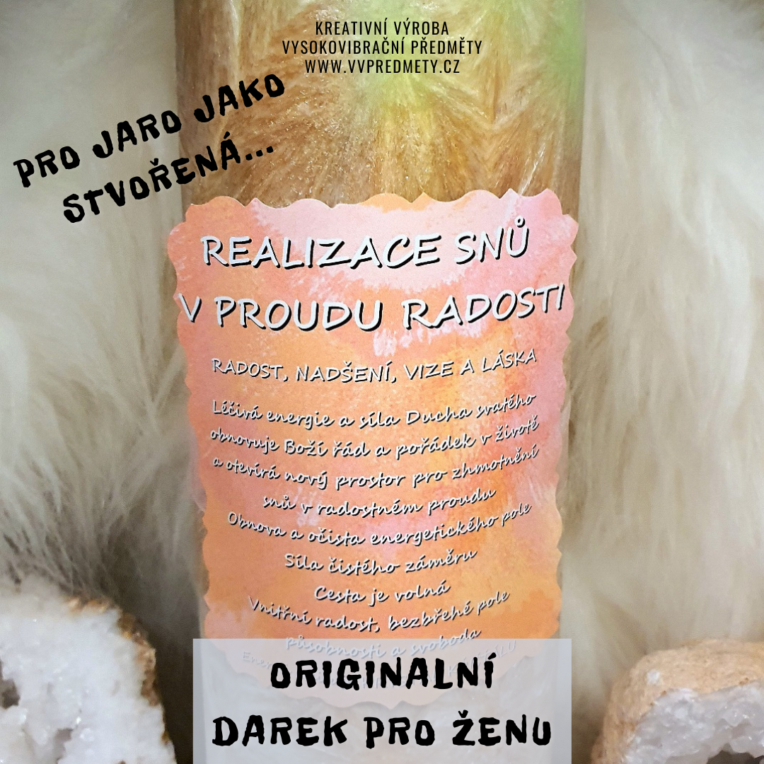 Energetická svíčka s křišťálem MAXI - REALIZACE SNŮ V PROUDU RADOSTI