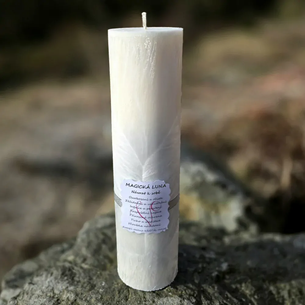 Energetická svíčka s křišťálem z Novoluní - MAGICKÁ LUNA