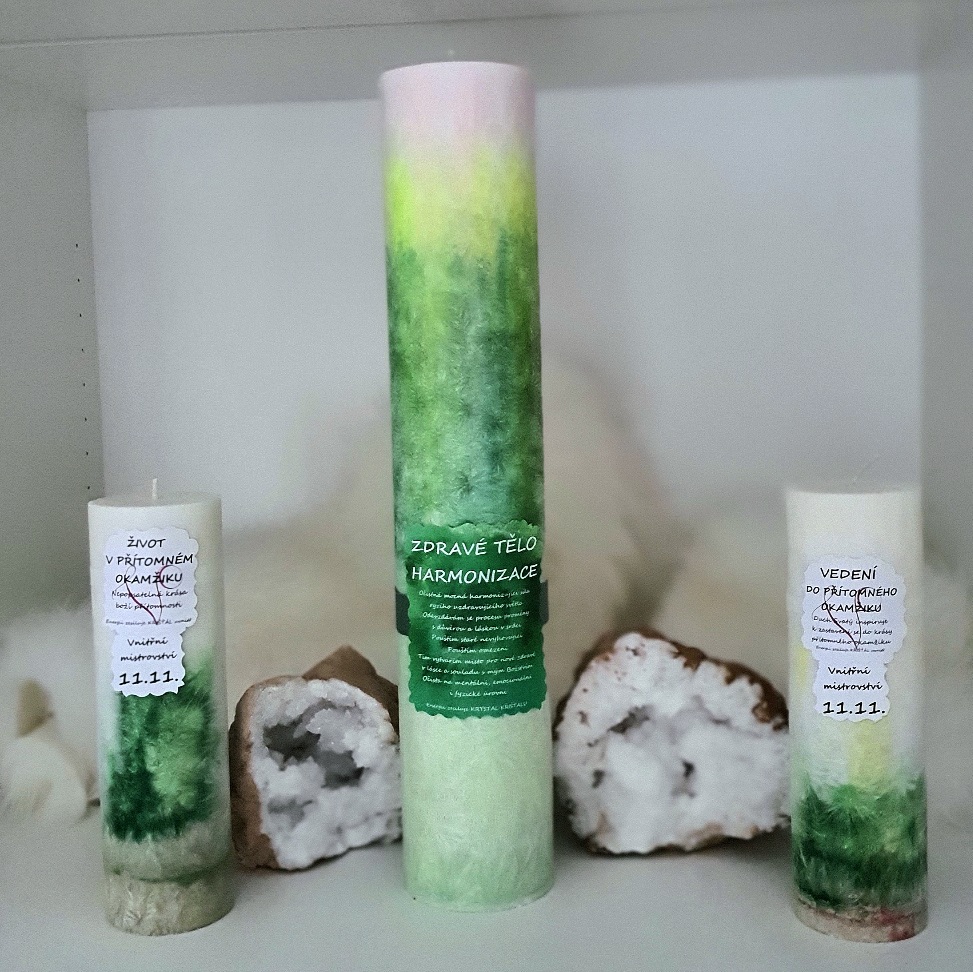 Energetická svíčka s křišťálem MAXI - ZDRAVÉ TĚLO