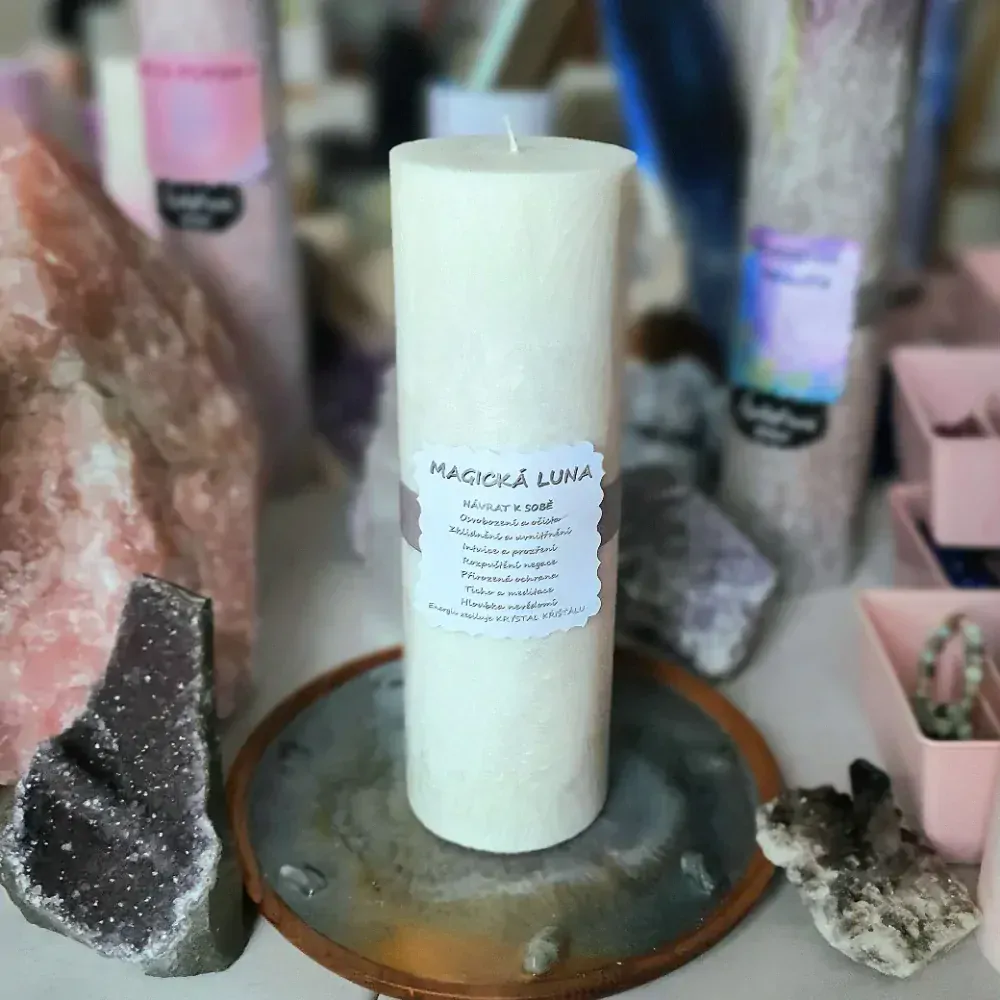 Energetická svíčka s křišťálem MAXI - MAGICKÁ LUNA