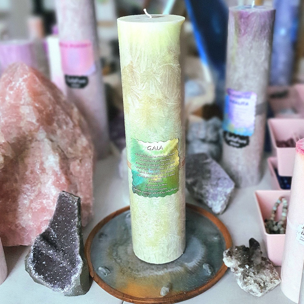 Energetická svíčka s křišťálem MAXI - GAIA