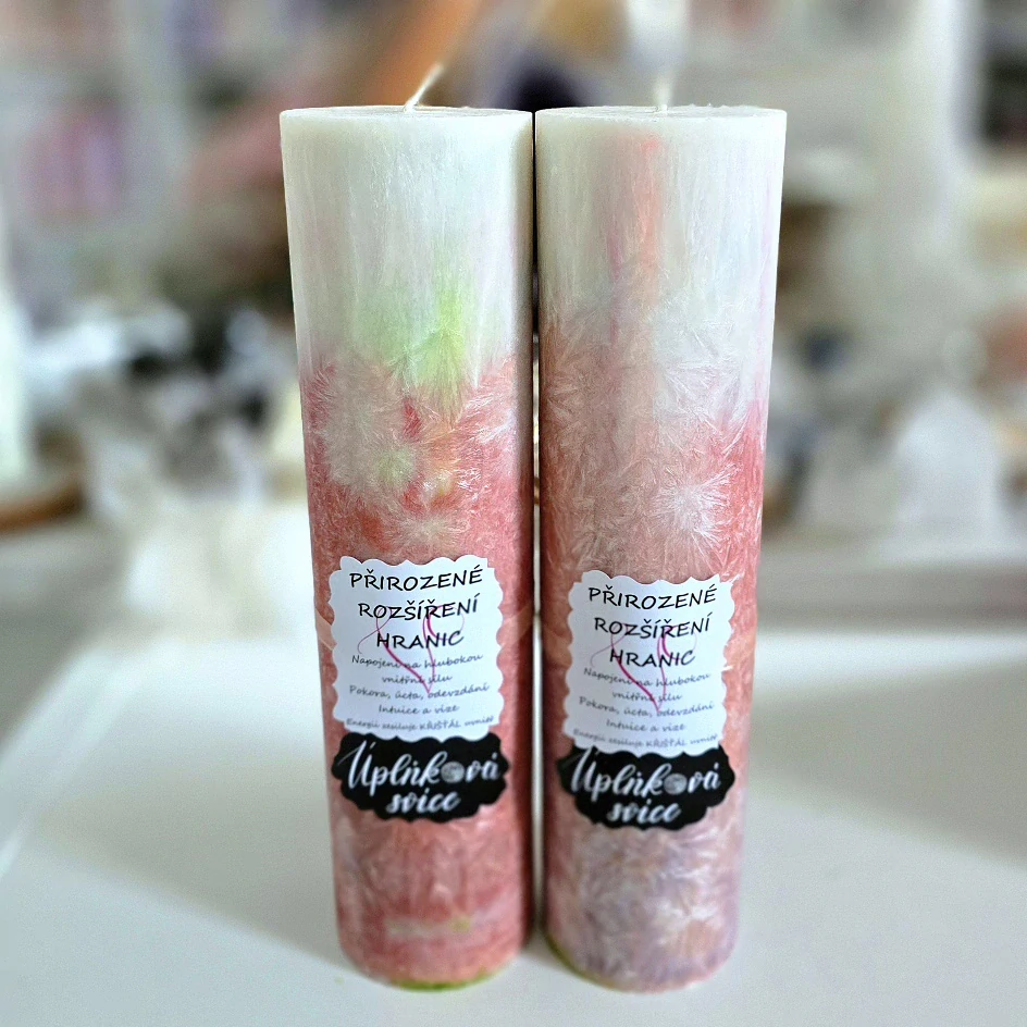 Energetická svíčka s křišťálem z Úplňku PŘIROZENÉ ROZŠÍŘENÍ HRANIC