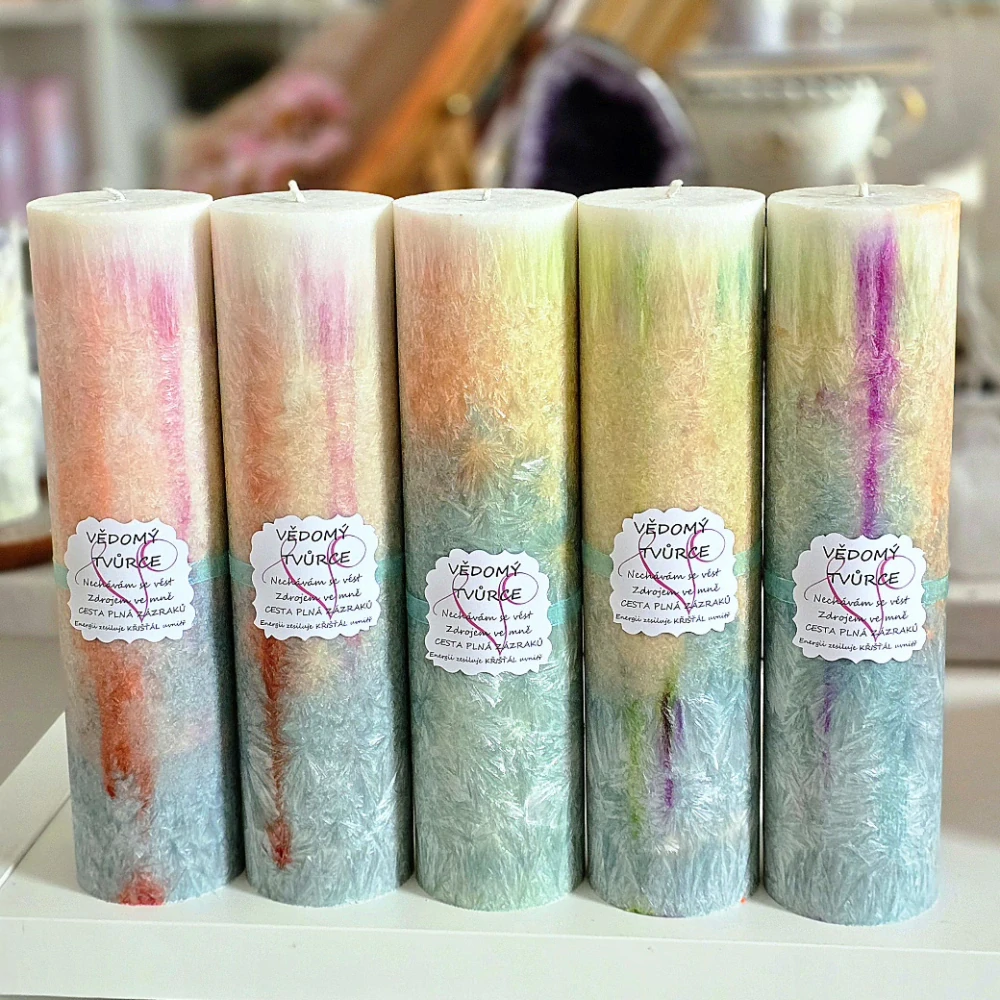Energetická svíčka s křišťálem VĚDOMÝ TVŮRCE