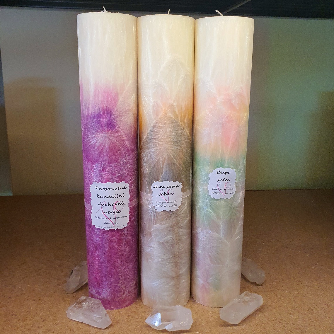 Energetická svíčka s křišťálem CESTA SRDCE