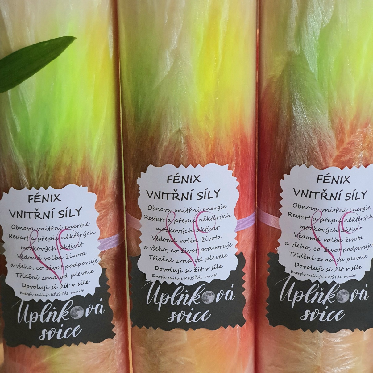 Energetická svíčka s křišťálem z Úplňku FÉNIX VNITŘNÍ SÍLY