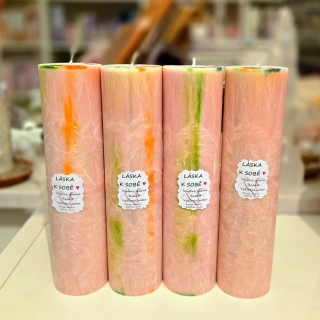 Energetická svíčka s křišťálem LÁSKA K SOBĚ