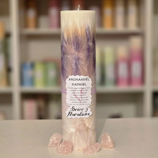 Energetická svíčka s křišťálem z Novoluní ARCHANDĚL ZADKIEL