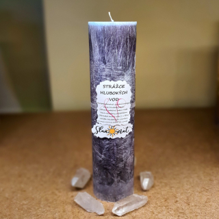 Energetická svíčka s křišťálem ze Slunovratu STRÁŽCE HLUBOKÝCH VOD