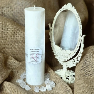 Energetická svíčka s křišťálem z Novoluní - MAGICKÁ LUNA