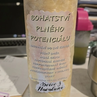 Energetická svíčka s křišťálem MAXI z Novoluní - BOHATSTVI PLNEHO POTENCIALU